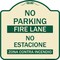 Signmission No Parking Fire Lane No Estacione Zona Contra Incendio Heavy-Gauge Alum, 18" x 18", TG-1818-23729 A-DES-TG-1818-23729 - alternate 1